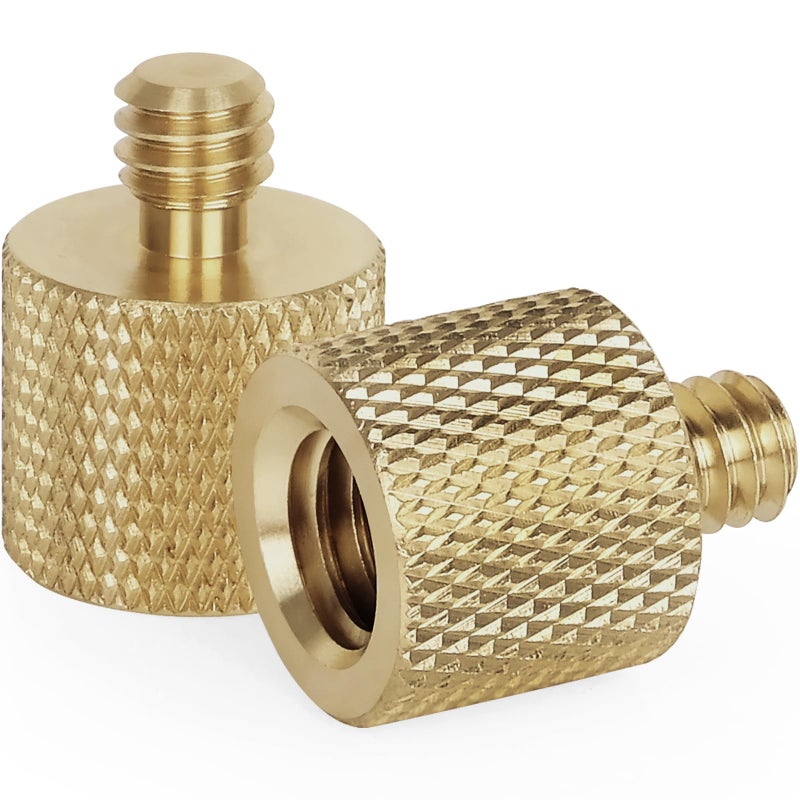Anwenk Standard 3/8"-16 Female to 1/4"-20 Male Tripod Thread Reducer Screw Adapter (Brass) Precision Made (2 Pack) - Image 1